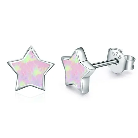 Girls' In Season Jewelry Sparkle Star Screw Back Sterling Silver Earrings