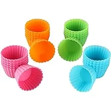 Bakerpan Silicone Mini Cupcake Holders, Mini Cupcake Liners, Pastry & Dessert Cups, 24 Pack (Multi)