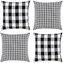 DII Throw Pillow Cover Collection Decorative Cotton Set, Machine Washable, 18x18, Black Gingham, 4 Piece