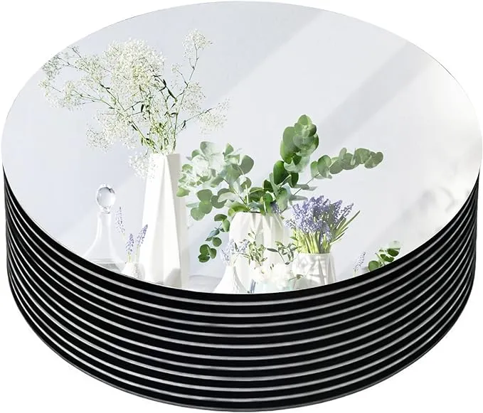 10" Round Mirrors for Centerpieces, Circle Mirror Centerpieces for Tables, Mirror Plates 2mm, Centerpieces & Wedding Decorations & Baby Shower Party & Christmas Decorations, 12pack