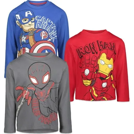 Marvel Avengers Toddler Boys 3 Pack Long Sleeve Graphic T-Shirts 4T