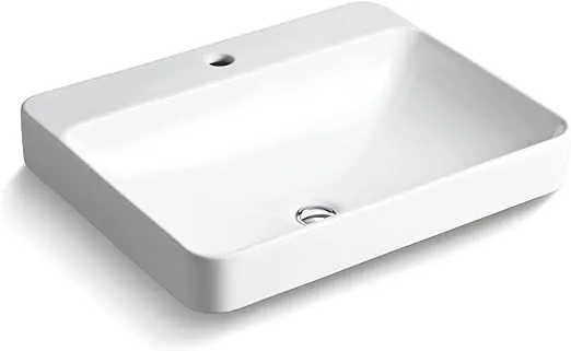 Kohler 2660-1-0 Vox Vessel Bathroom Sink with Single Faucet Hole, One Size, White