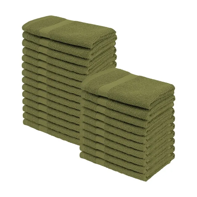 Eco-Friendly Cotton 24-Piece Face Towel Set, by Superior Forest Green