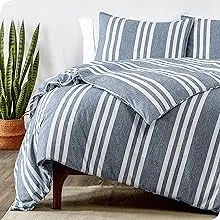 Bare Home Duvet Cover Twin/Twin Extra Long Size - Premium 1800 Super Soft Duvet Covers Collection - Lightweight - Soft Textured Bedding Duvet Cover (Twin/Twin XL, Stripe - Heathered Midnight Blue)Bare Home Duvet Cover Twin/Twin Extra Long Size -…