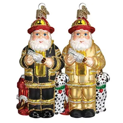 Old World Christmas Ornaments: Fireman Santa Glass Blown Ornaments For Christmas Tree