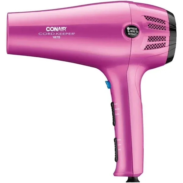 Hair Dryer with Retractable Cord, 1875W Cord-Keeper Blow Dryer