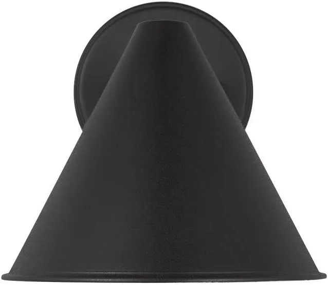 Generation Lighting 8438501-12 Crittenden Dark Sky Compliant Metal Cone Outdoor Wall Sconce Lighting Fixture, 1-Light 75 Watt, 8" H x 8" W, Black