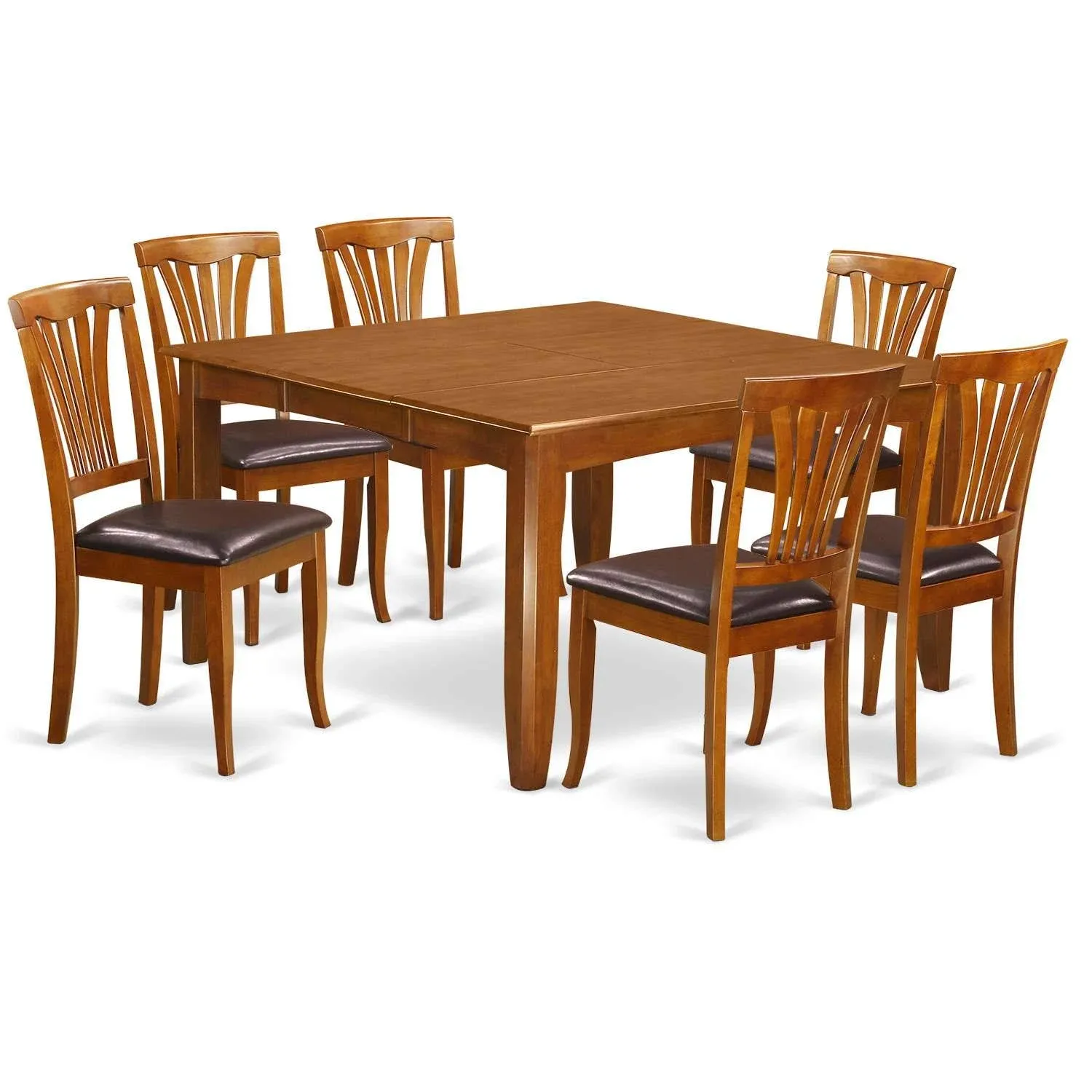 East West Furniture PFAV9-SBR-LC 9 PC Dining Room Set-Table with Leaf and 8 ...