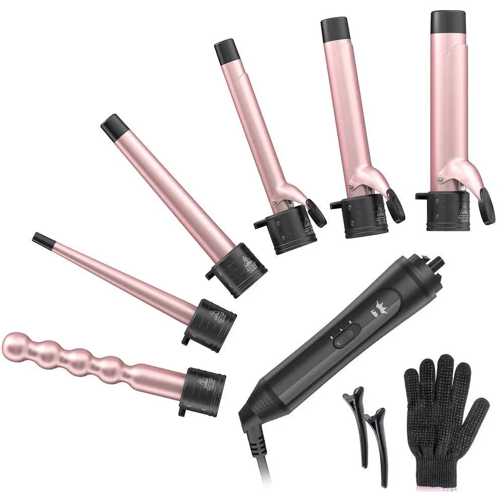 6-in-1 Professional Curling Iron Wand Set