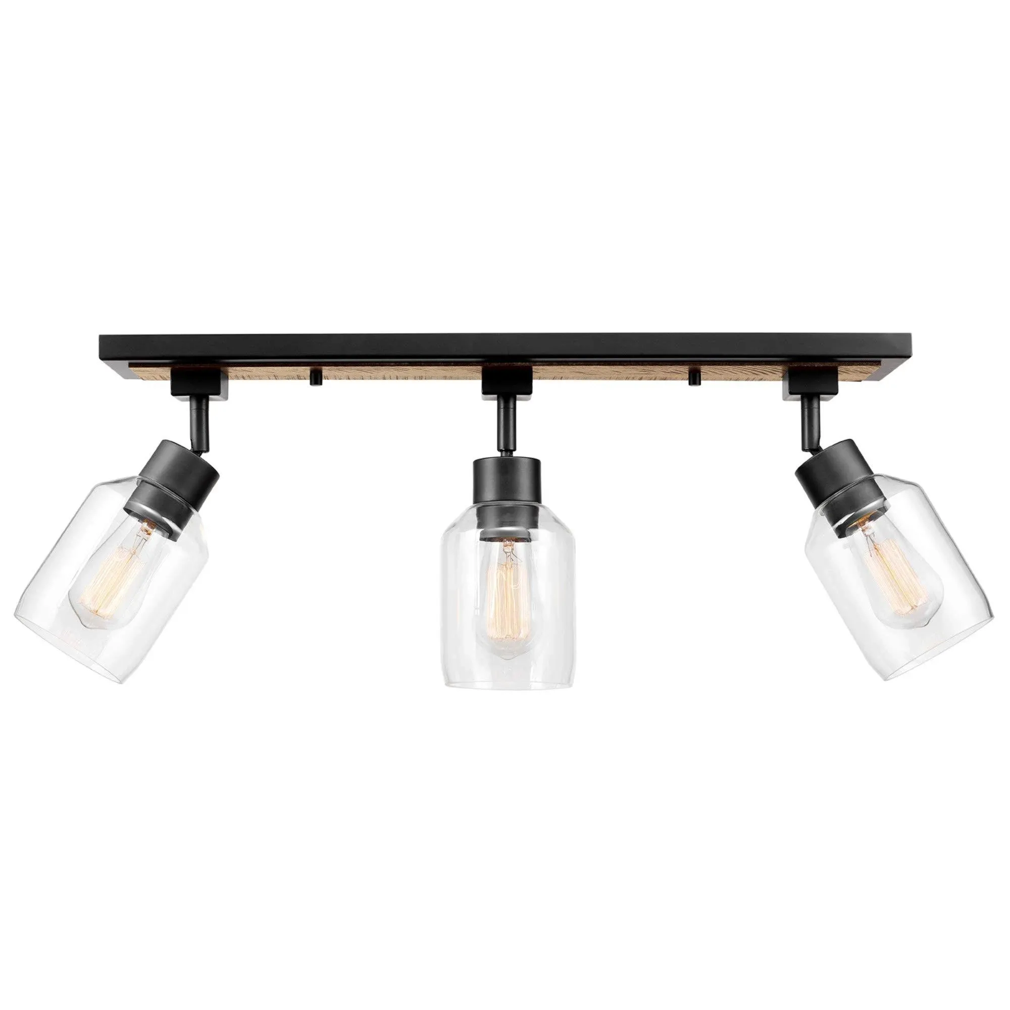 Globe Electric Griffith 25 inch 3-Light Faux Wood and Matte Black Track Lighting ...