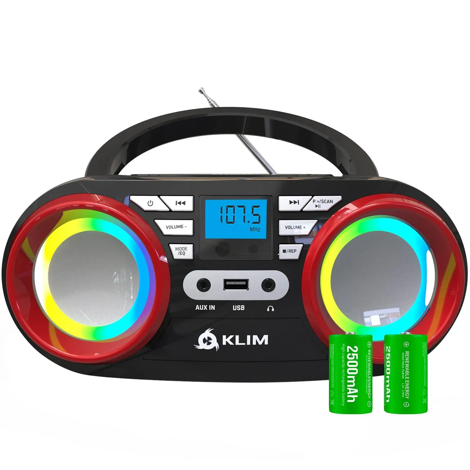 Klim Boombox Portable Audio System - New 2023 - FM Radio CD Player Bluetooth MP3 ...