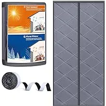 Magnetic Thermal Insulated Door Curtain, Door Insulation Cover Screen for Door Size 32" x 81", Durable Oxford Cloth & Thicken Polyester Fiber Fill for Garage Attic Doorways Hallway, Gray