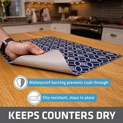  XL Dish Drying Mat, Oversized (19”x24”), Low-Profile, Super Absorbent, Quick 