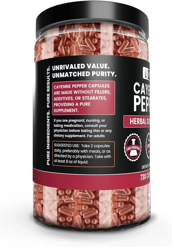 PURE ORIGINAL INGREDIENTS Cayenne Pepper (730 Capsules) No Magnesium Or Rice ...