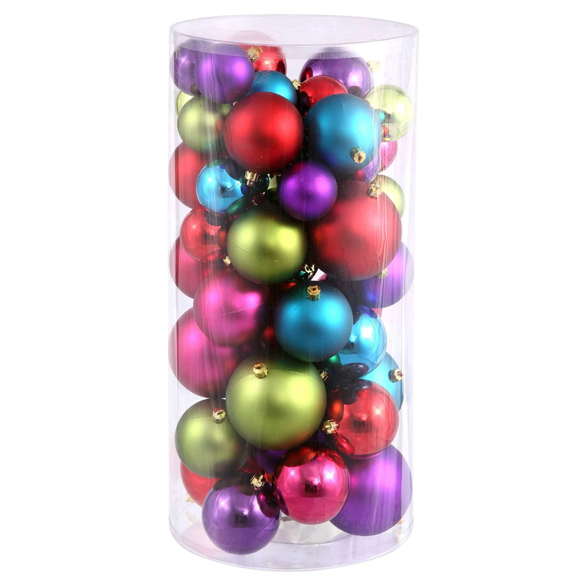 Vickerman 2.4"-3"-4" Multi-Colored Shiny and Matte Ball Ornament, 50 per Box