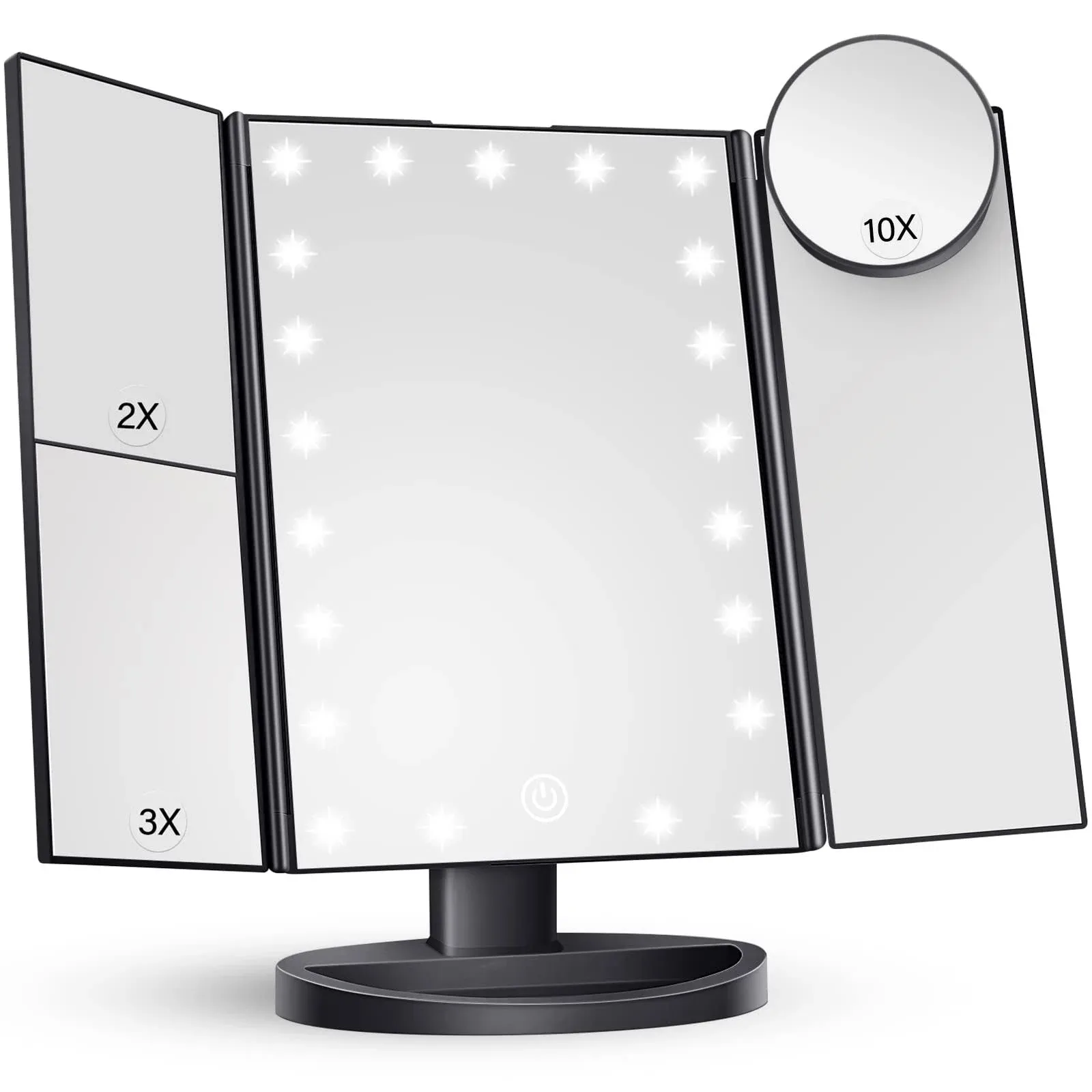 Vanity Mirror with Lights LED Trifold Makeup Mirror w Lights 10X Magnification