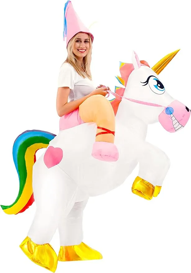 Spooktacular Creations Inflatable Costume Unicorn Riding a Unicorn Air Blow-up Deluxe Halloween Costume Adult