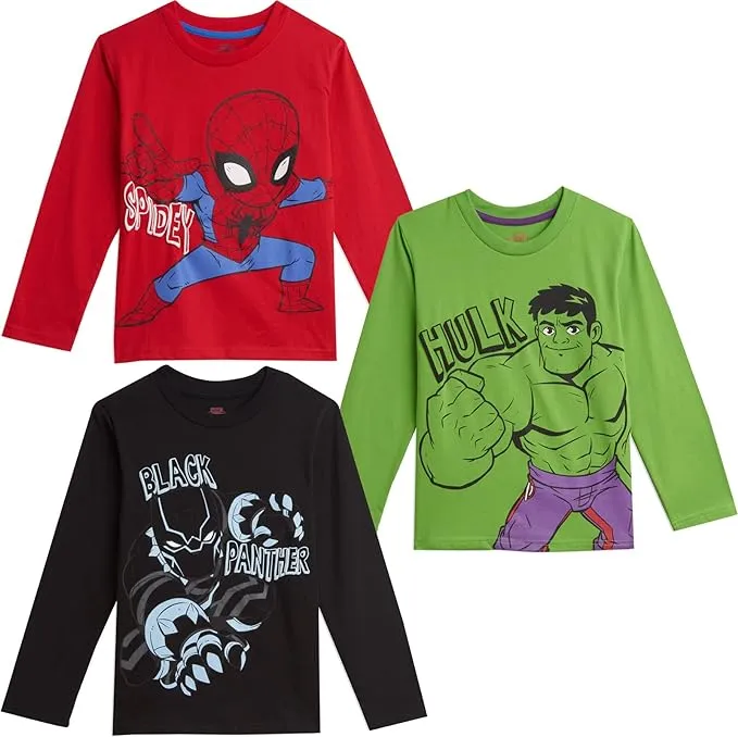 Marvel Avengers 3 Pack Long Sleeve T-Shirts Toddler to Little Kid