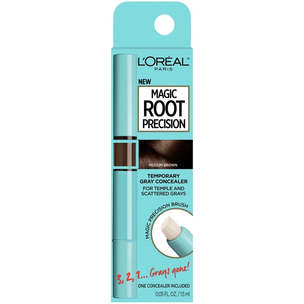 L'oreal Paris Magic Root Precision Temporary Gray Hair Color Concealer Brush, 4 Dark Brown, 0.05 Fl. Oz.