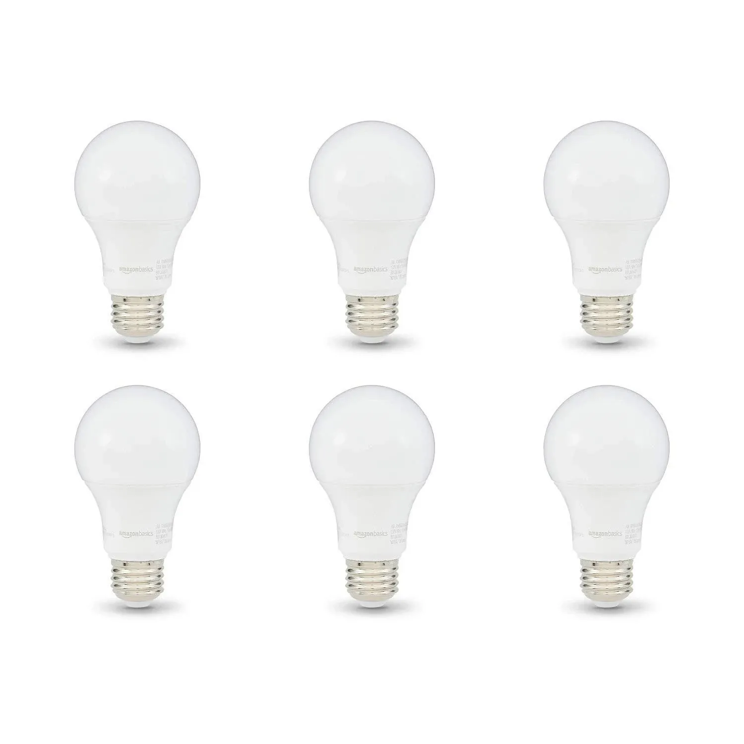 Amazon Basics - A19 LED Light Bulb, Soft White, 12W (Equivalent to 75W), Dimmable, 10,000 Hour Lifetime, 6-Pack