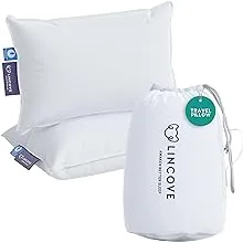 Lincove Canadian Down Feather Travel Pillow Soft Luxury Traveling Pillows for Sleeping, 13” x 18”