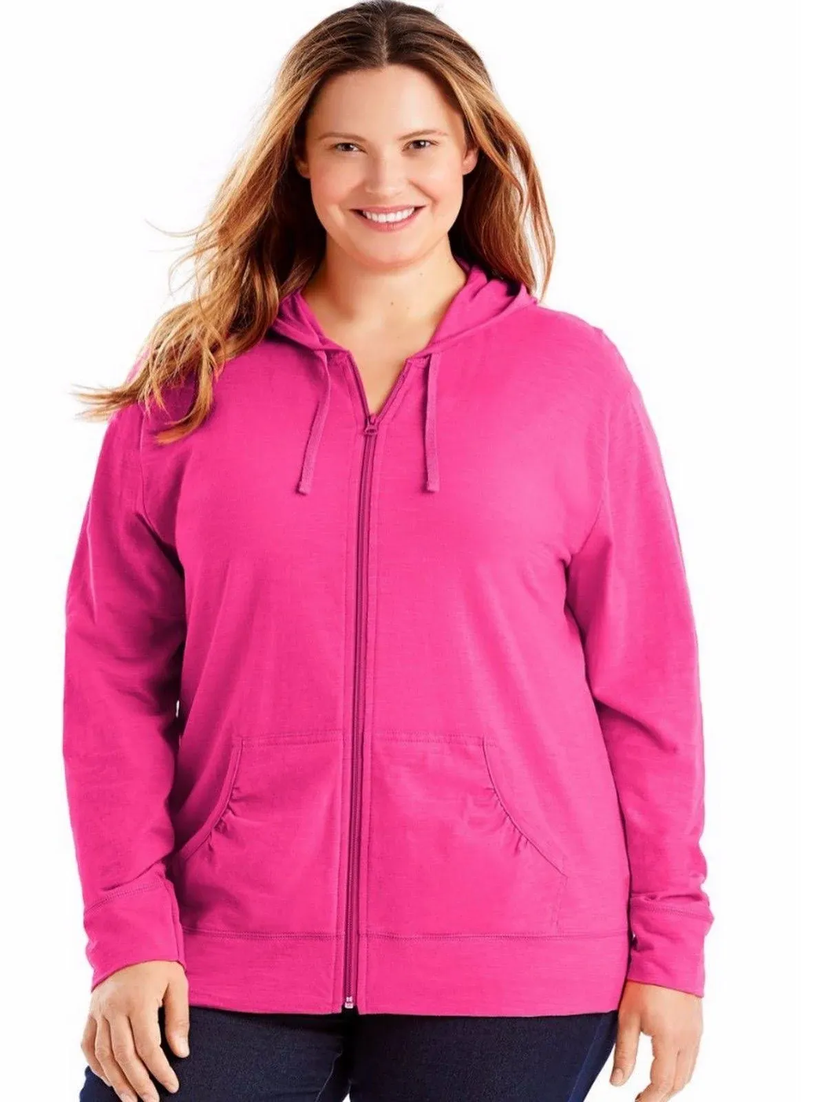 Just My Size by Hanes Women's Plus Size Slub Jersey Hoodie, Pink, XL