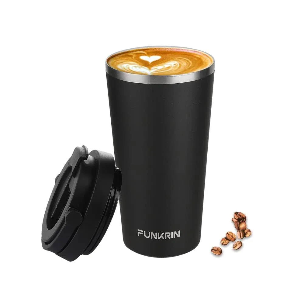 Funkrin Insulated Coffee Mug with Ceramic Coating, 1 Count (Pack of 1), Black 