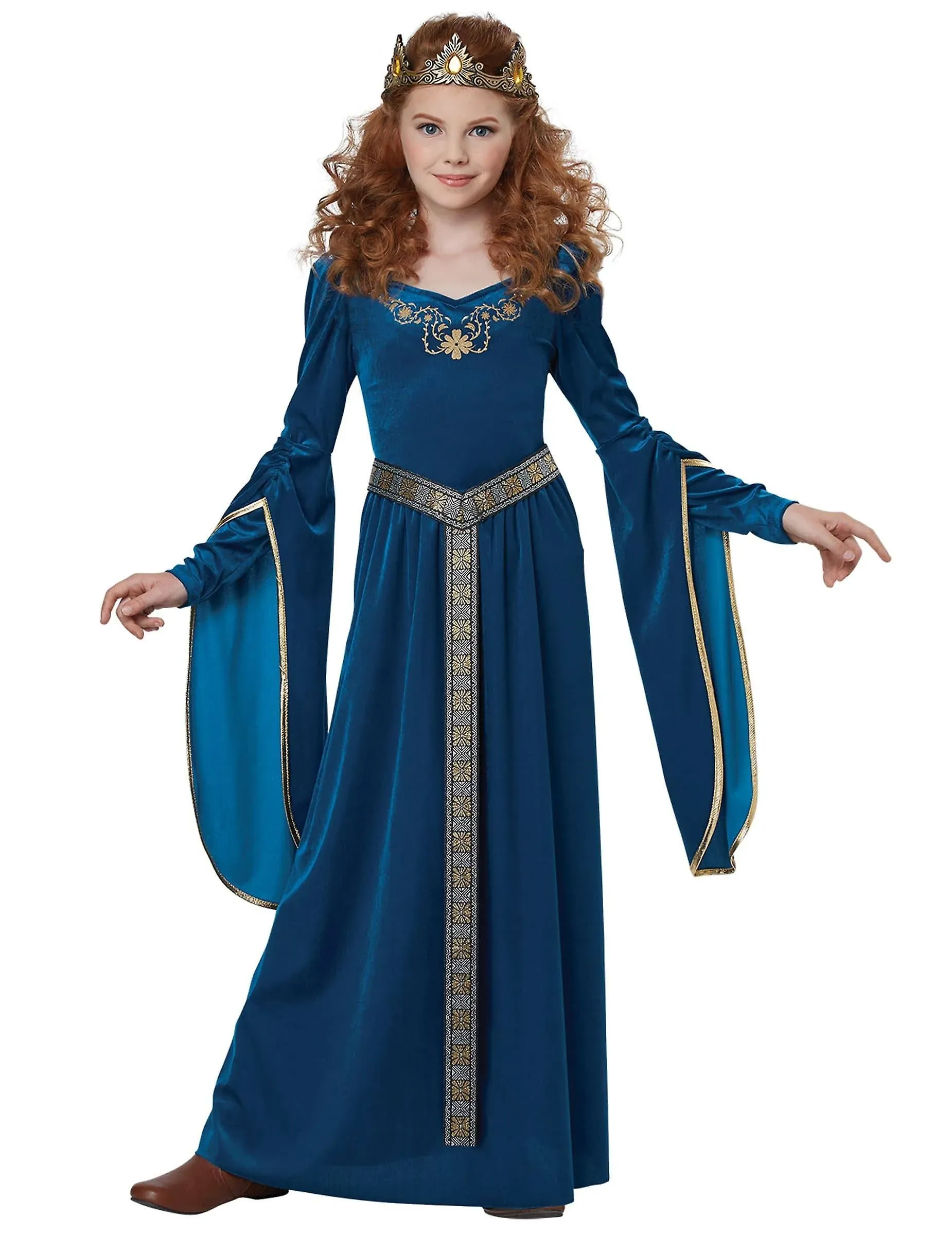 Girls Renaissance Dress, Ren Faire Outfit, Medieval Child Costume, Children's Blue Queen Maiden Princess