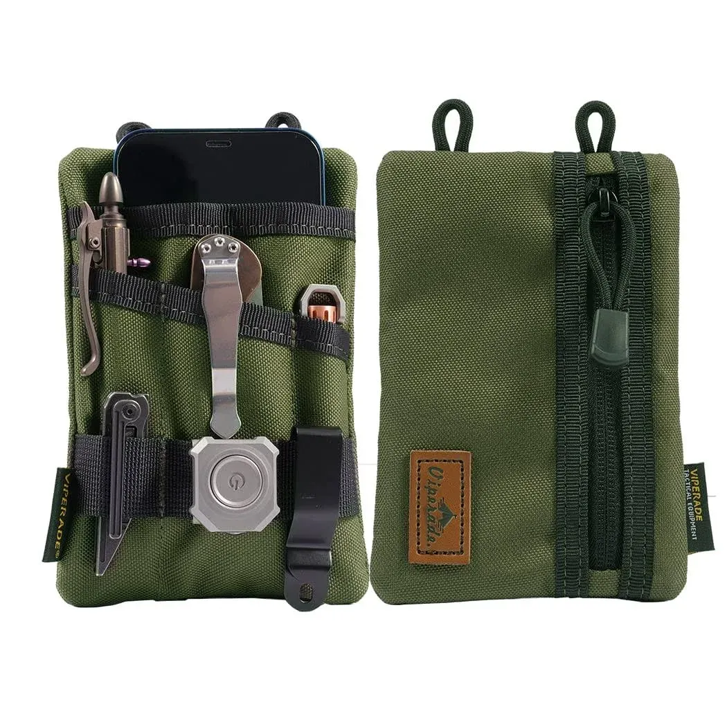 VIPERADE VE1 EDC Tool Pocket Organizer,Small EDC Pouch with 5 Pockets,Small Multitool Organizer Pouch EDC Nylon Tool Pouch Sheath Pouce for Small Flashlight EDC Multitools Pen Notebook(Green)