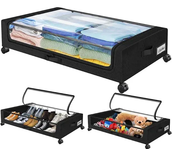 【Larger Capacity 37L】Oylik Under Bed Storage with Wheels, Longer 30" Under Bed ...