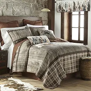 Donna Sharp Queen/Full Quilt - Bear Mirage Cotton Lodge Quilt with Bear Pattern - Machine Washable