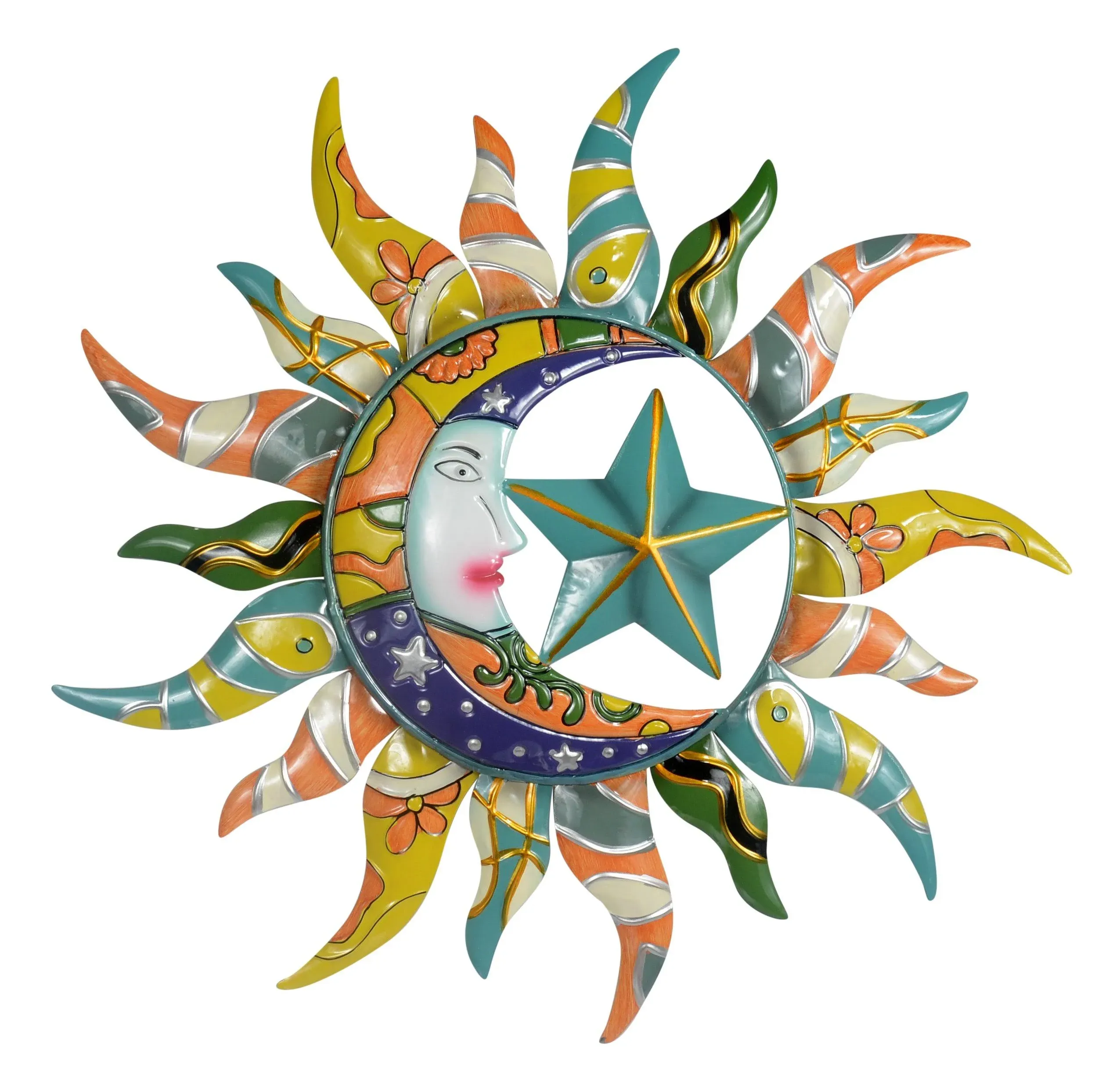 Sun Moon & Stars Metal Wall Hanging Garden Art