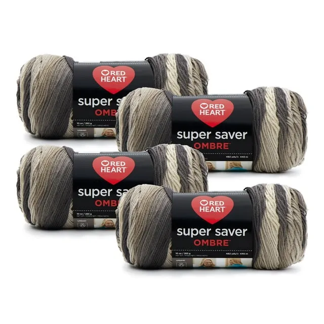 Red Heart Super Saver Ombre Yarn 4 Bundle