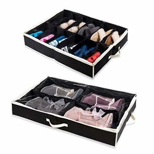 Woffit Under Bed Shoe Storage Organizer – Fits 16 Pairs of Shoes &amp; 4 Pairs of...