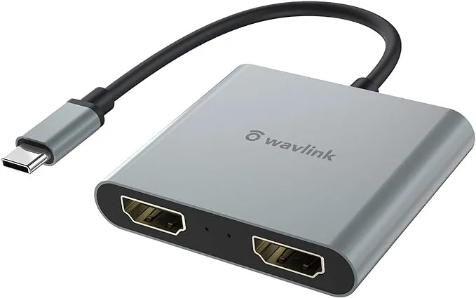 WAVLINK USB C to Dual HDMI Adapter 4K@60Hz, Type C to HDMI Converter Compact Premium Alumium Alloy USB-C Splitter for MacBook Pro/Air, Lenovo Yoga 920/Thinkpad T480,Dell XPS 13/15 etc -Space Grey