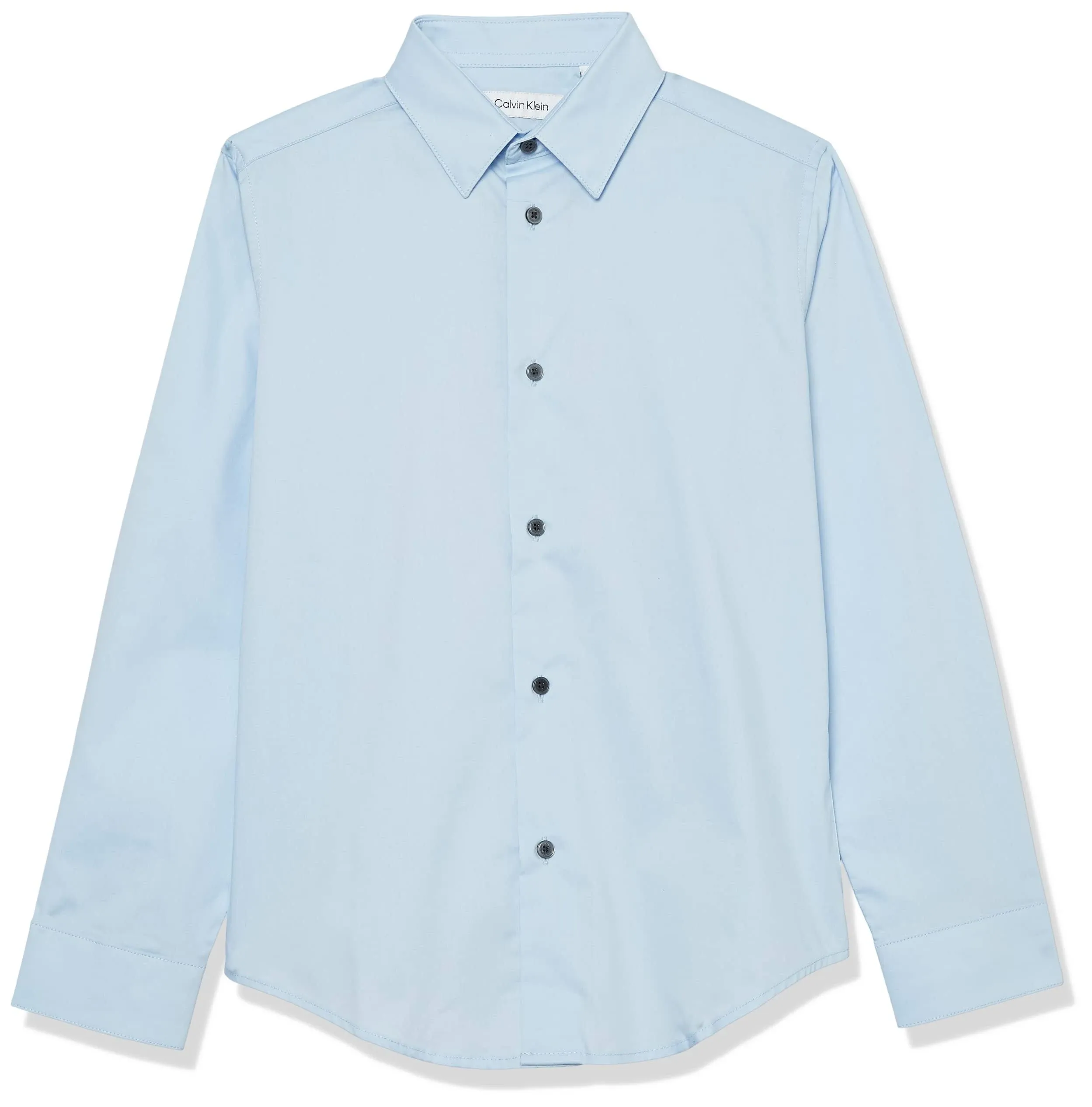 Calvin Klein Big Boys Slim Fit Solid Stretch Poplin Shirt - Blue 14