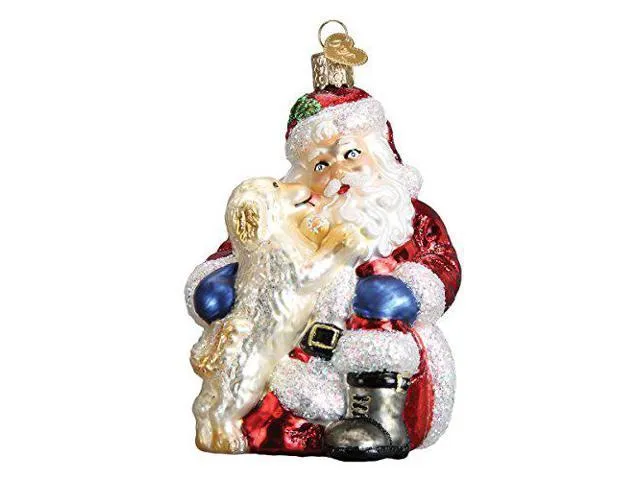 Old World Christmas Ornaments Santa Puppy Love Glass Blown Ornaments for Christmas Tree