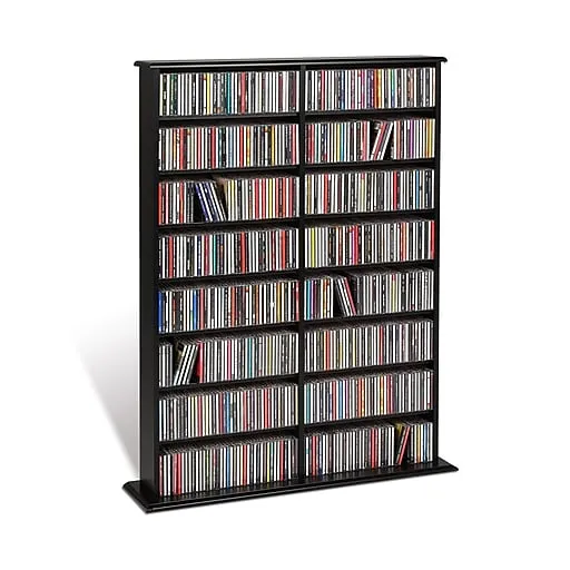 Prepac Double Width Wall Multimedia Storage, Cherry & Black