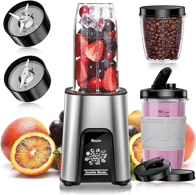 VEWIOR 900W Blender for Shakes and Smoothies, Smoothie Blender with 6 Fins Blender Blade, Personal Blender for Kitchen, Smoothie Juice Mixer Include 2 * 22 oz To-Go Portable Cups