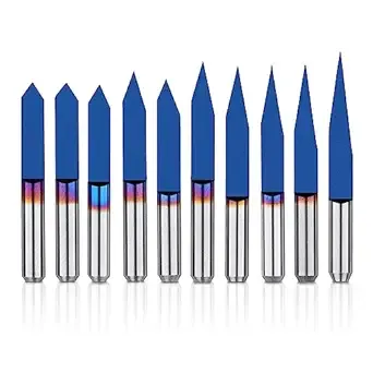 VS10, 1/8&quot;Shank, V-Groove CNC Router Bits, 10/15/20/25/30/40/45/60/90° Set, 10pcs