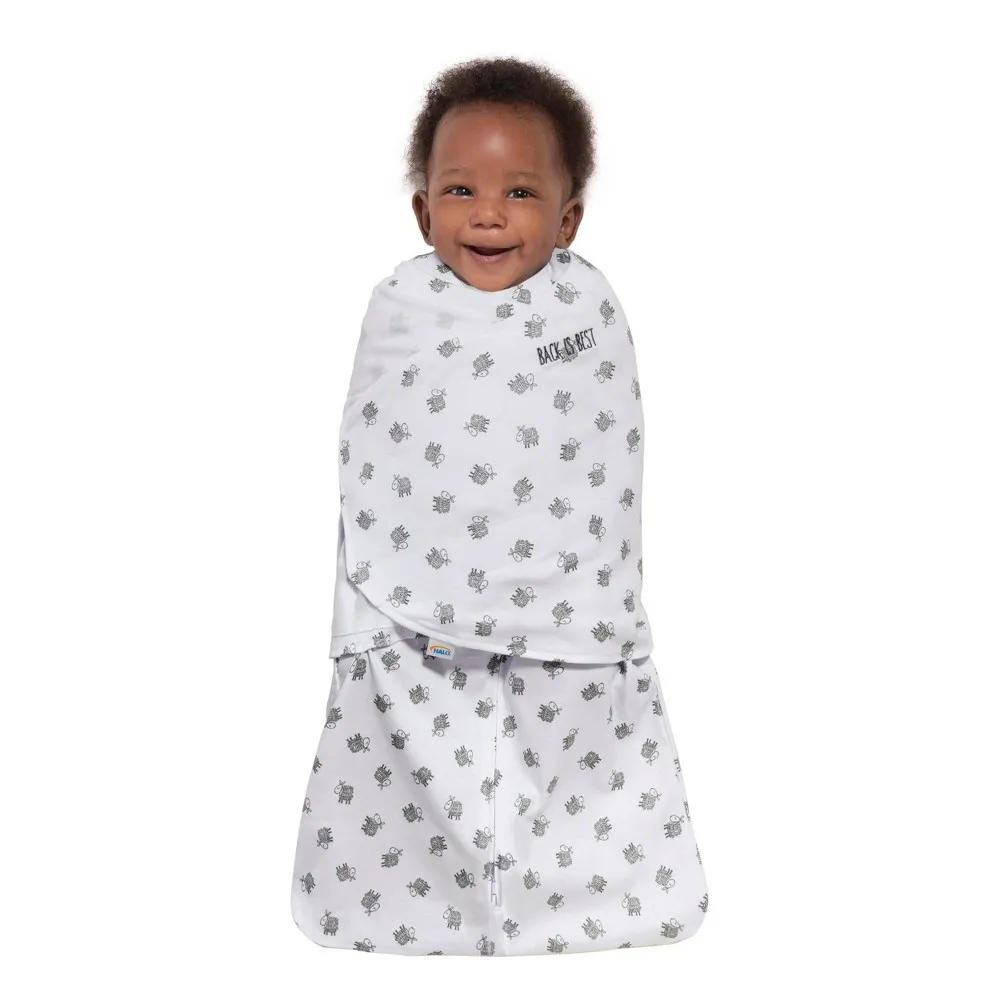 Halo Sleepsack Swaddle, 100% Cotton, Lamb Scribble White, Newborn