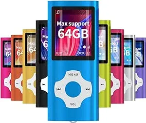 MP3/MP4 Portable Player,1.8 Inch LCD Screen and Card Slot,Max Support 64GB TF Card,Darkblue