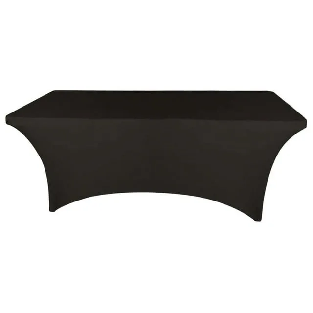 Banquet Tables Pro 8 Ft Rectangular Stretch Spandex Tablecover (Black, 1)