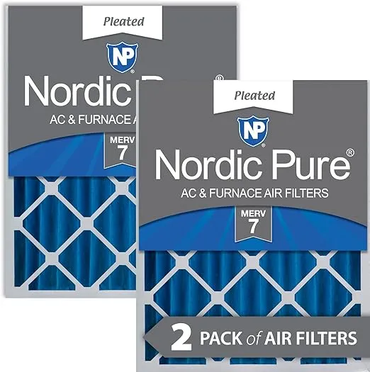 Nordic Pure 20x25x4 (19_1/2 x 24_1/2 x 3_5/8) Pleated MERV 7 Air Filters 2 Pack