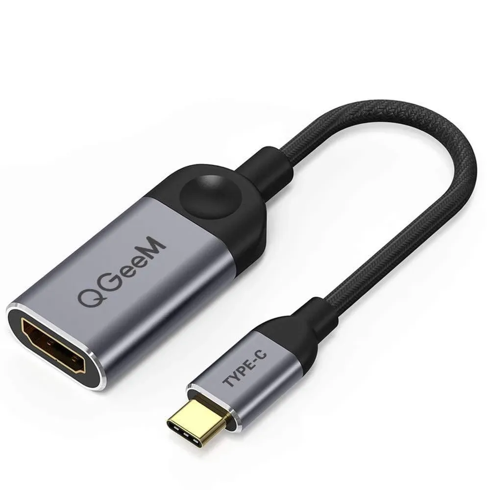 QGeeM USB C to HDMI Adapter 4K Cable, USB Type-C to HDMI Adapter [Thunderbolt 3/4] HDMI Adapter for Laptop MacBook Pro/Air, iPhone15 Pro max, Dell XPS, HP.Pixelbook, Thinkpad,Surface,Ipad Pro etc.