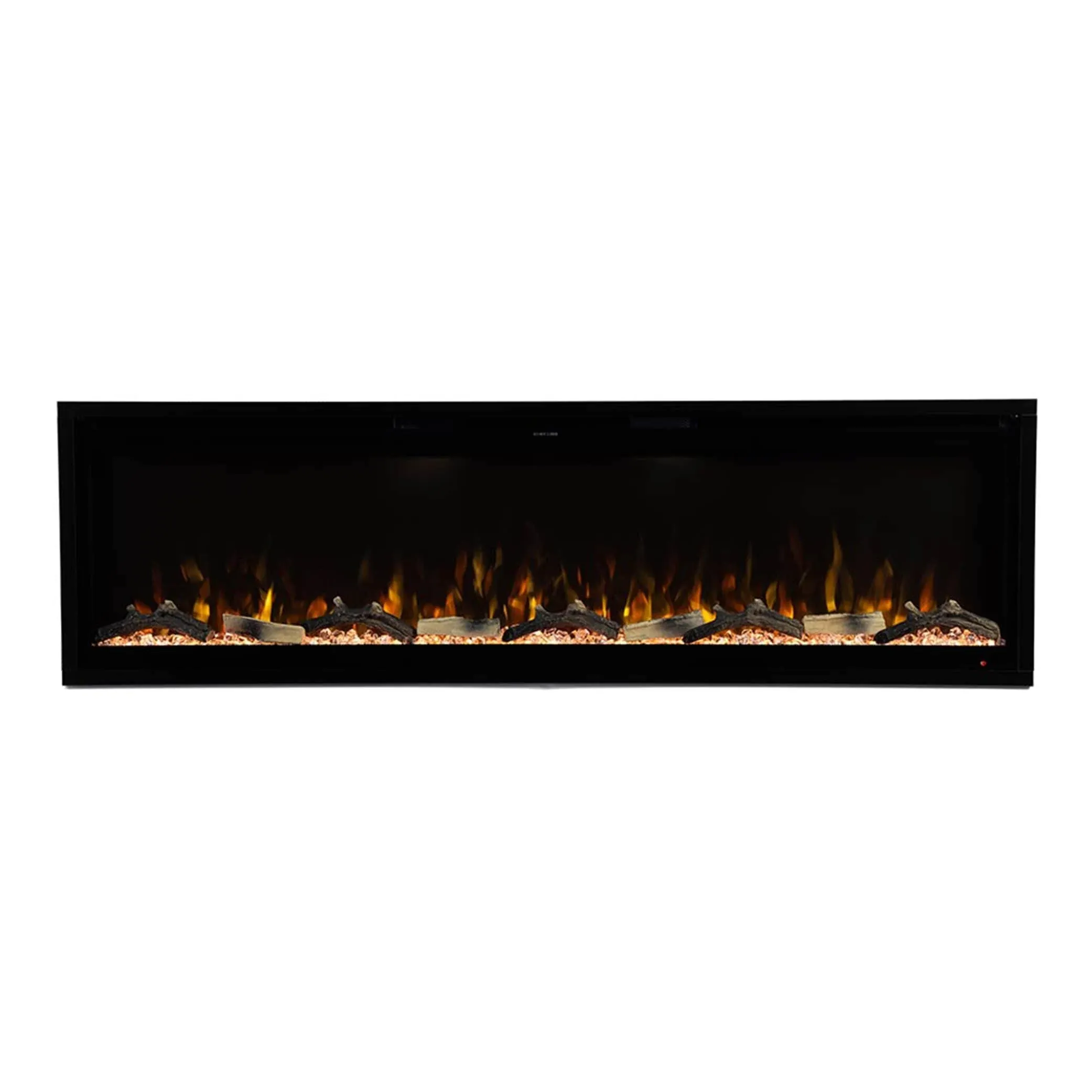 Modern Ember Aerus 72 Inch Smart Linear Electric Fireplace - Recessed in-Wall and Wall-Mount, Multiple Flame Colors, Compatible with Alexa and Google Assistant, Black