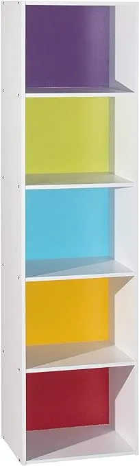 Hodedah 5-Shelf Bookcase in Rainbow