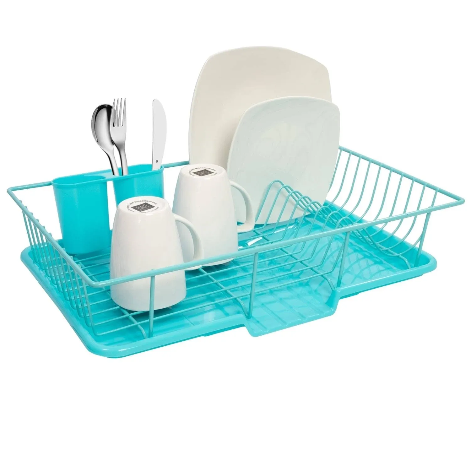 Space-Saving 3-Piece Dish Drainer Rack Set with Cutlery Holder - Maximize Kitchen Countertop Space, Silver