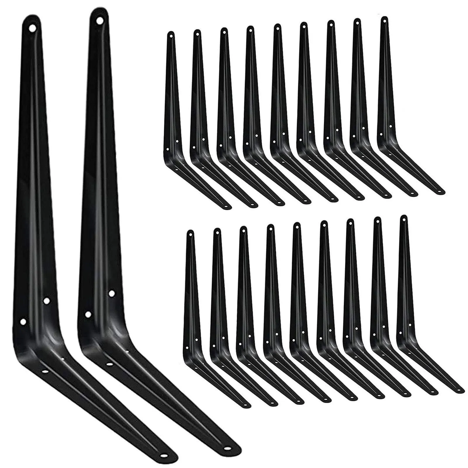 Janyang 20 Pack Shelf Brackets 10 inch, Heavy Duty Black Metal Floating Shelf ...