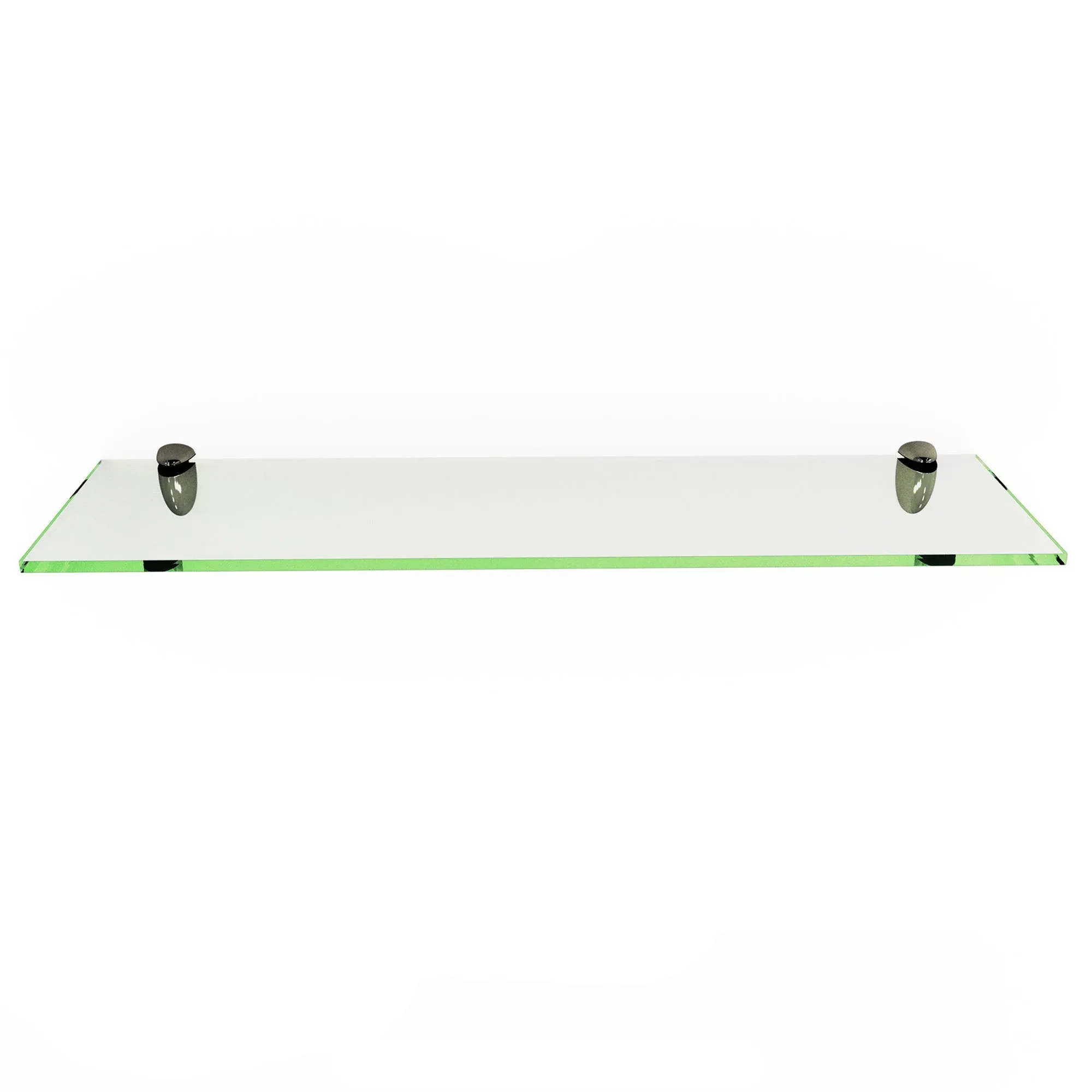 Rectangle Floating Glass Shelf 12" x 48" with Chrome Brackets